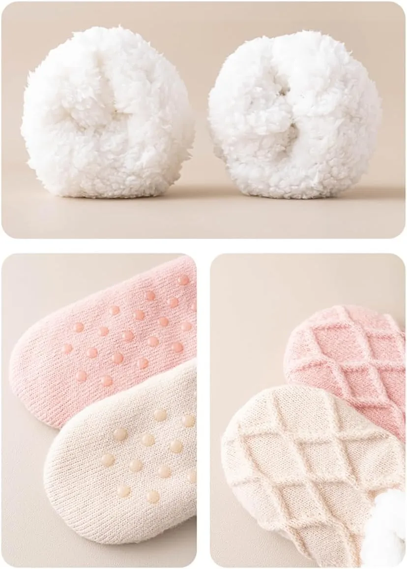 Truecups Fleece Socks Fleece-Lined Non-Slip Thermal Socks,Truecups Thermal Slipper Socks