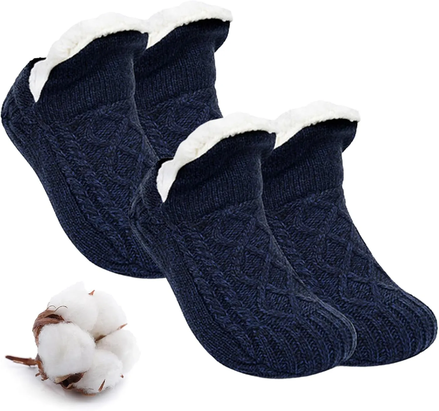 Truecups Fleece Socks, Fleecesox - Fleece-Lined Non-slip Thermal Slippers Socks, V-Mouth Fuzzy Socks with Grippers for Women Men