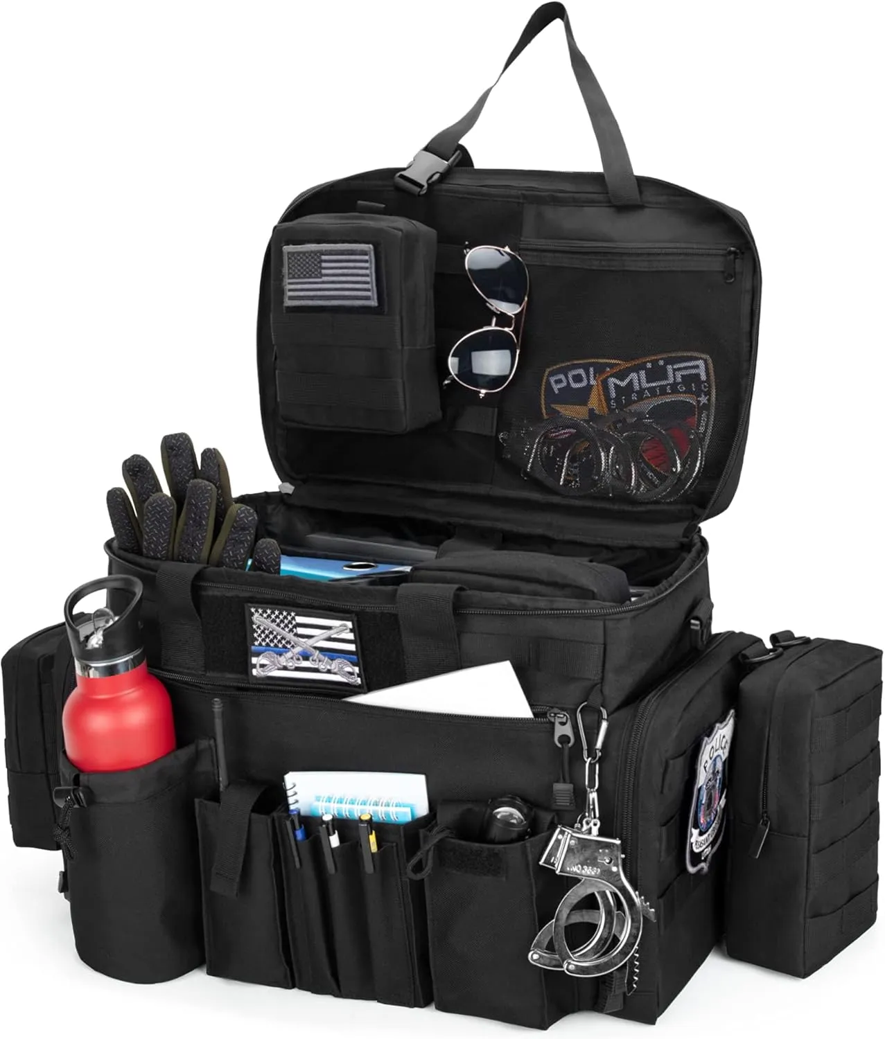 Trunab Patrol Bag, Police Duty Bag, Car Front Seat Organizer with 15.6” Tablet and Laptop Storage for Law Enforcement, Police Patrol, MOLLE Compatible