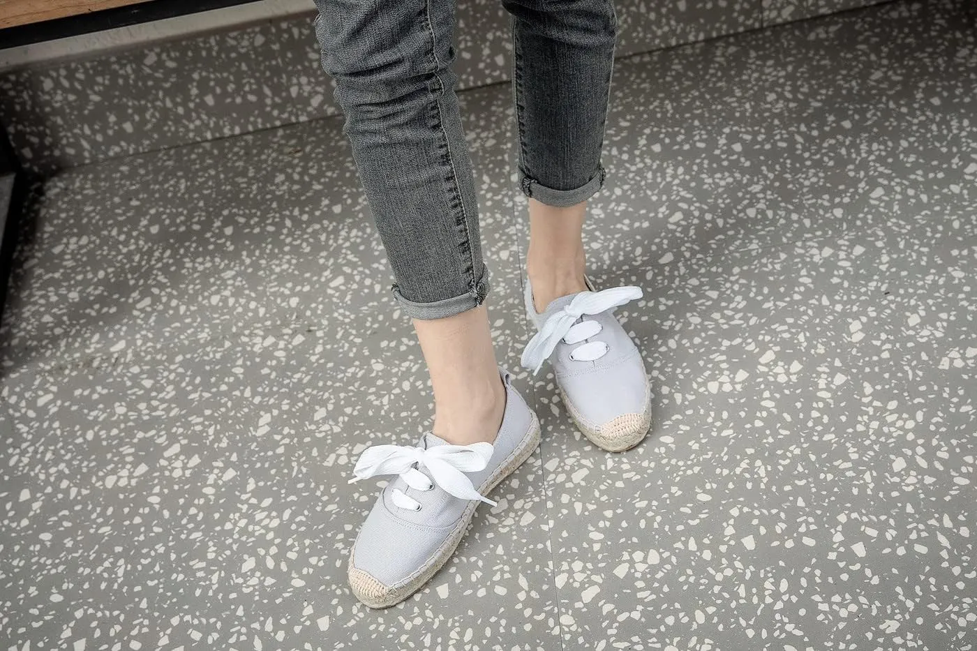 U-lite Women's Canvas White Shoes Platform Espadrille Classic Fashion Comfort Casual Lace Up Low Cut Sneakers