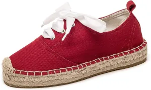 U-lite Women's Canvas White Shoes Platform Espadrille Classic Fashion Comfort Casual Lace Up Low Cut Sneakers