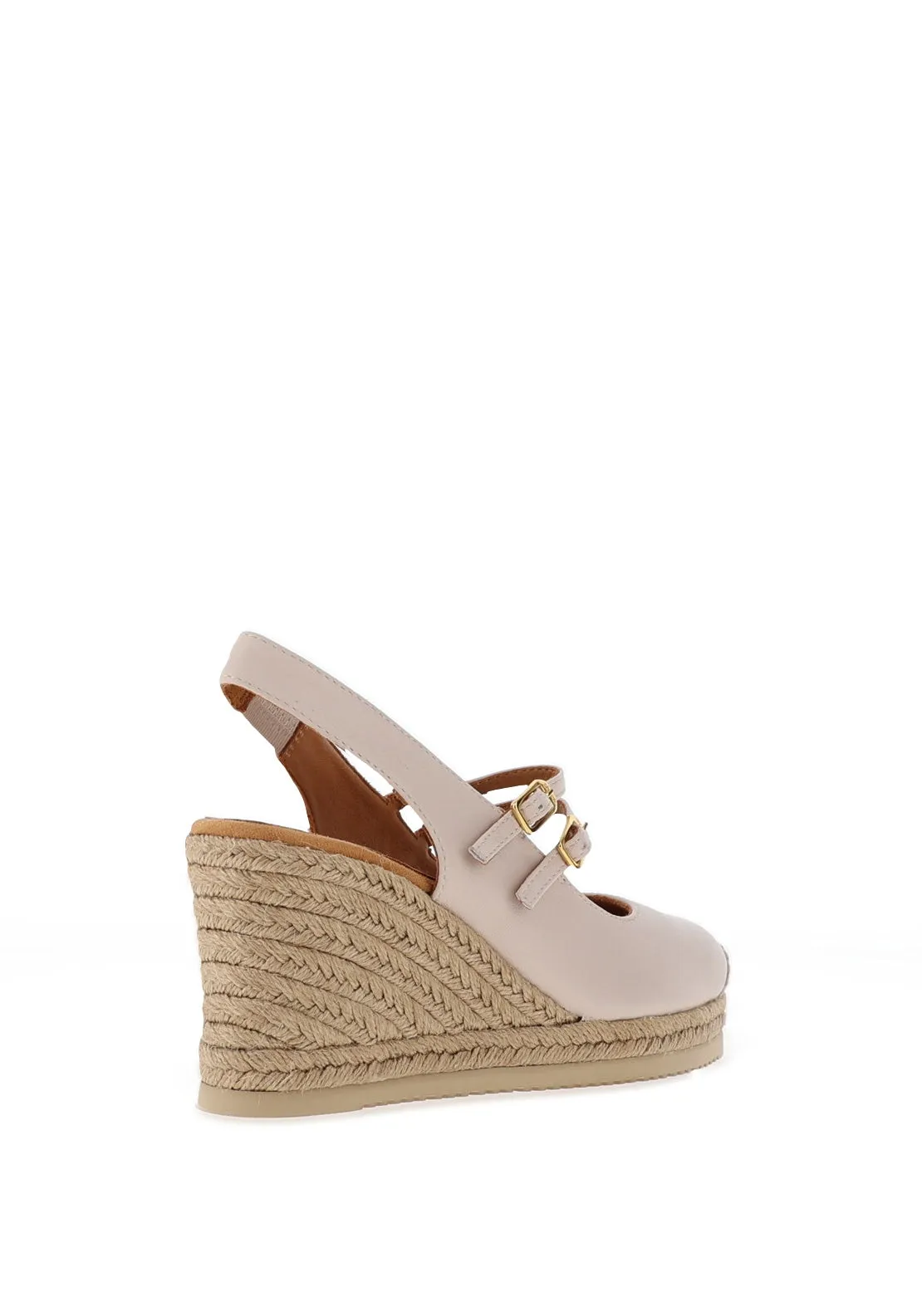 Unisa Cyntia Leather Sling Back Espadrille Wedge Shoes, Ivory