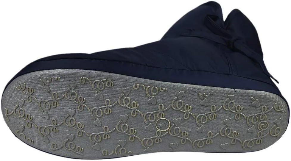 Unisex Warm Cozy Indoor Outdoor Slippers Shoes Winter Snow Waterproof Thermal Ankle Boots with Non-Slip Sole Fleece Filled Inside Boots (10-11, Navy Blue)