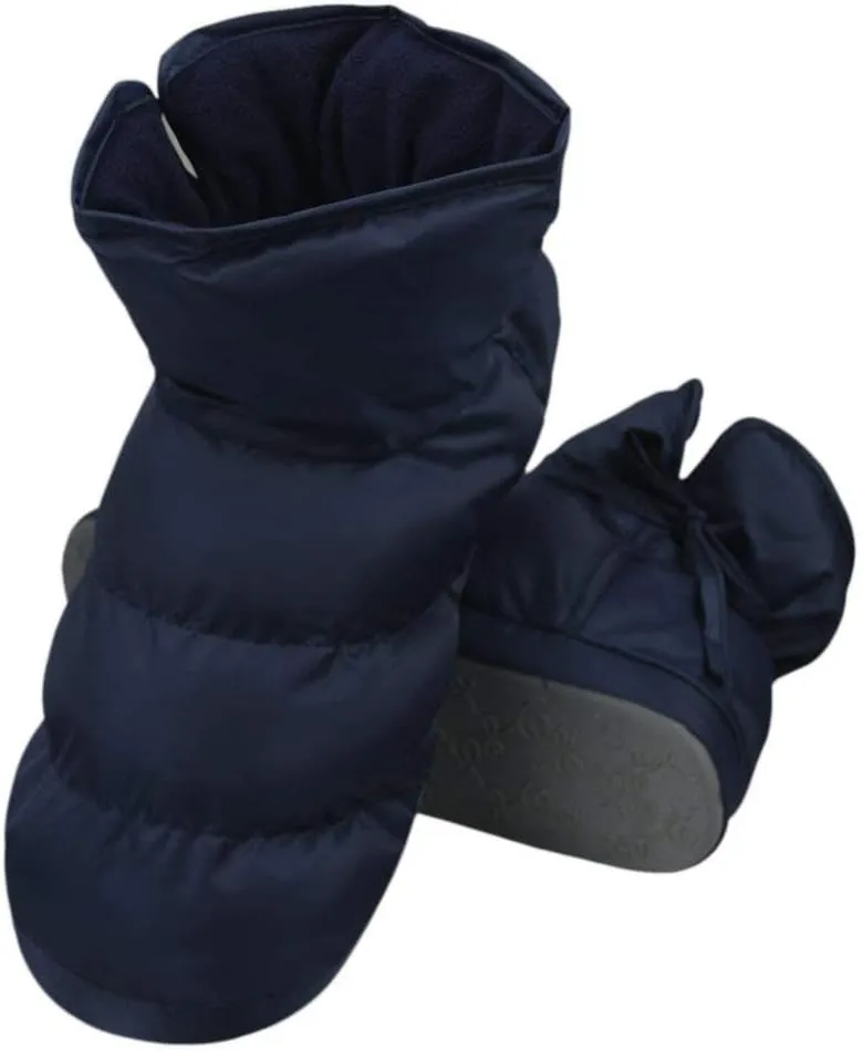 Unisex Warm Cozy Indoor Outdoor Slippers Shoes Winter Snow Waterproof Thermal Ankle Boots with Non-Slip Sole Fleece Filled Inside Boots (10-11, Navy Blue)