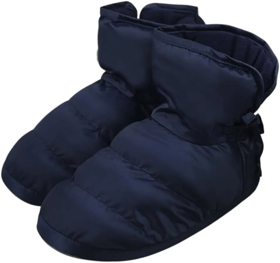 Unisex Warm Cozy Indoor Outdoor Slippers Shoes Winter Snow Waterproof Thermal Ankle Boots with Non-Slip Sole Fleece Filled Inside Boots (10-11, Navy Blue)