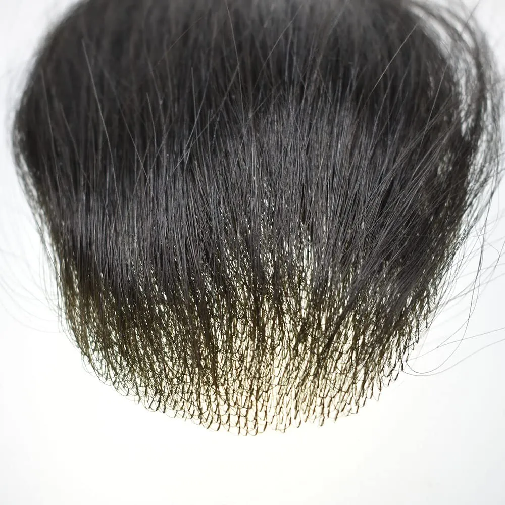 V-Looped Remy Human Hair Patch for Bald Spot - Natural Looking Replacement Unit With Thin Skin for Men (#3 Dark Brown, 4cm X 8cm - 6 Inch)
