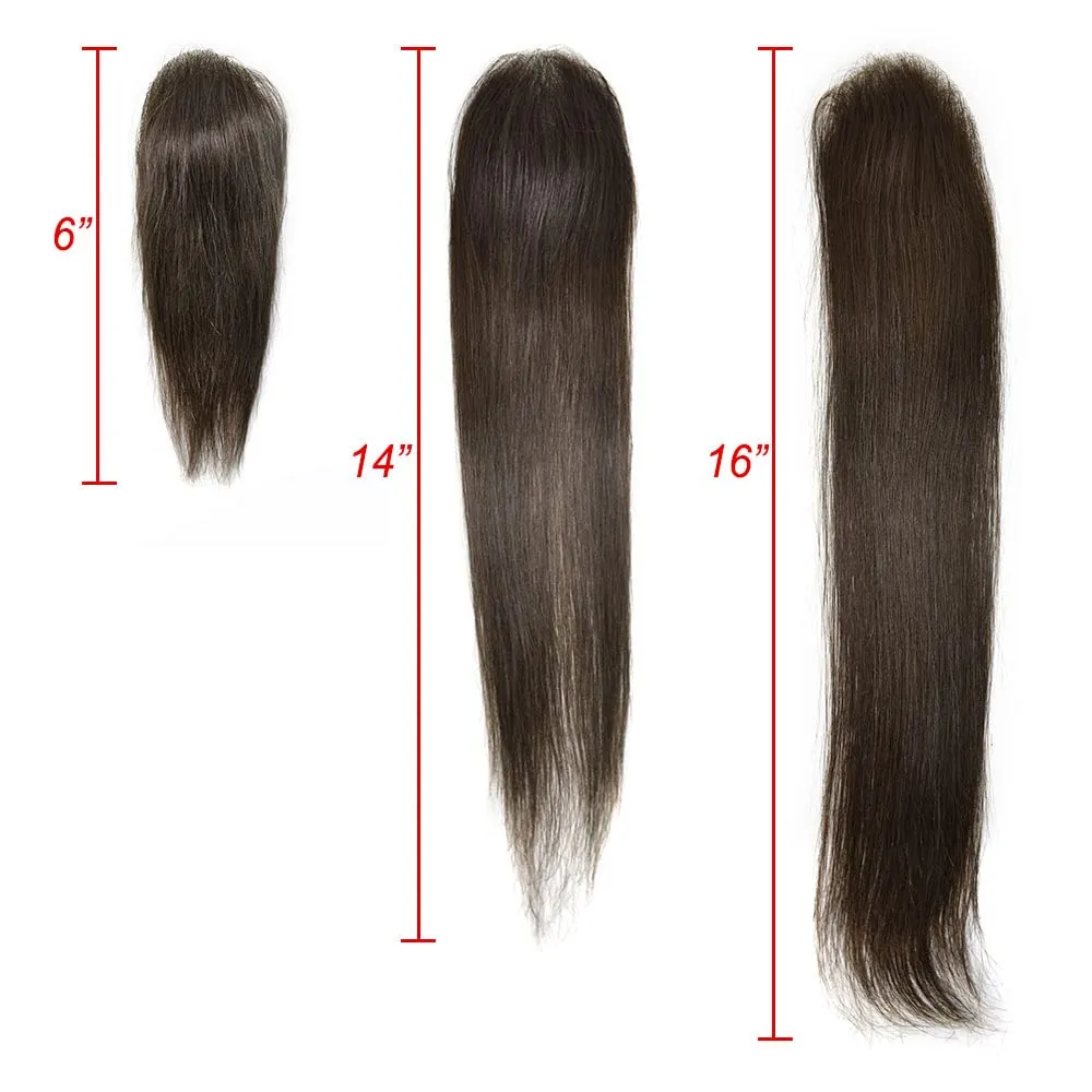 V-Looped Remy Human Hair Patch for Bald Spot - Natural Looking Replacement Unit With Thin Skin for Men (#3 Dark Brown, 4cm X 8cm - 6 Inch)