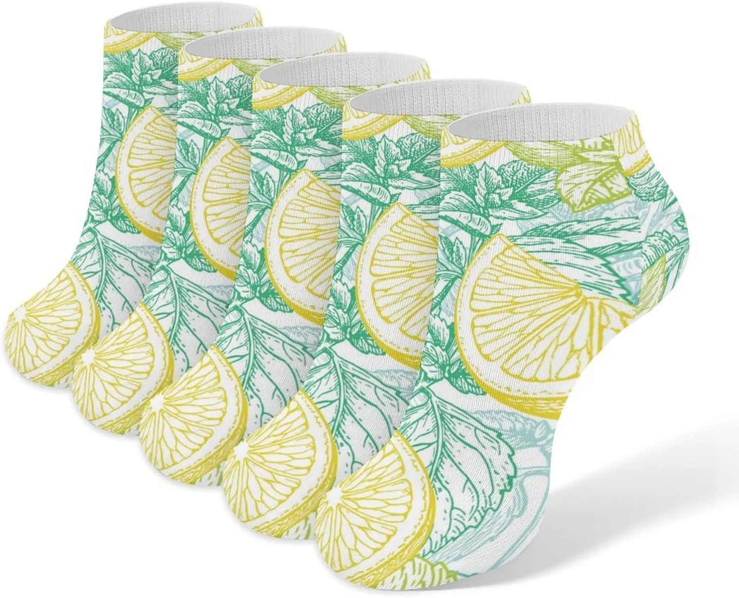 Vegan Lemon Fruit 5 Pairs Ankle Socks Low-Cut Non Slip Athletic Running Flat Sock for Men And Women