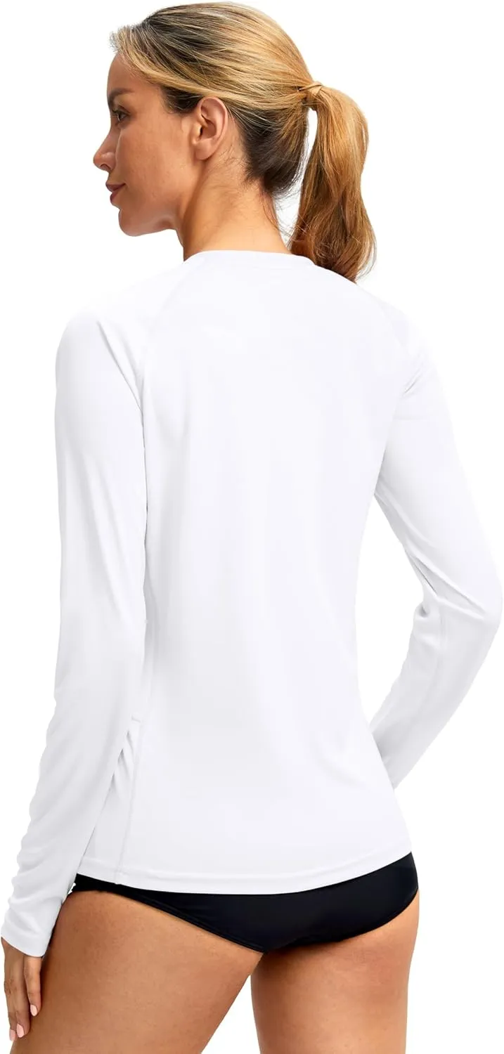 Viodia Rash Guard for Women UPF 50  SPF UV Long Sleeve Shirts Sun Protection Dri Fit Hiking Swim Shirt with Pockets