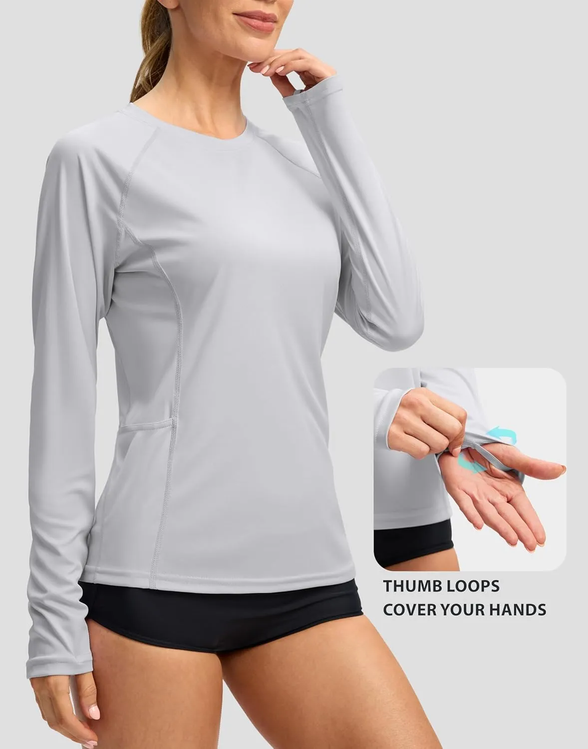 Viodia Rash Guard for Women UPF 50  SPF UV Long Sleeve Shirts Sun Protection Dri Fit Hiking Swim Shirt with Pockets