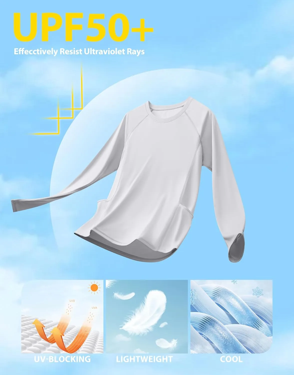 Viodia Rash Guard for Women UPF 50  SPF UV Long Sleeve Shirts Sun Protection Dri Fit Hiking Swim Shirt with Pockets
