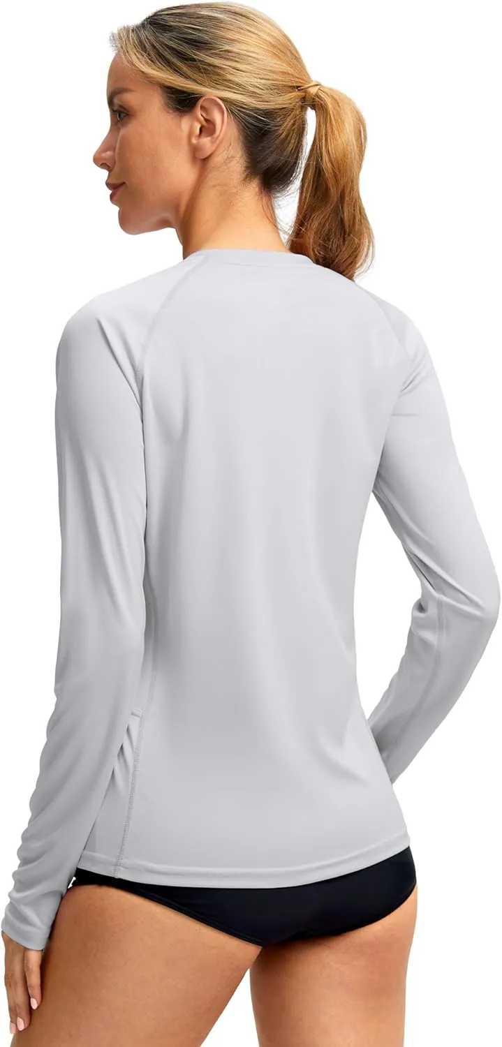 Viodia Rash Guard for Women UPF 50  SPF UV Long Sleeve Shirts Sun Protection Dri Fit Hiking Swim Shirt with Pockets