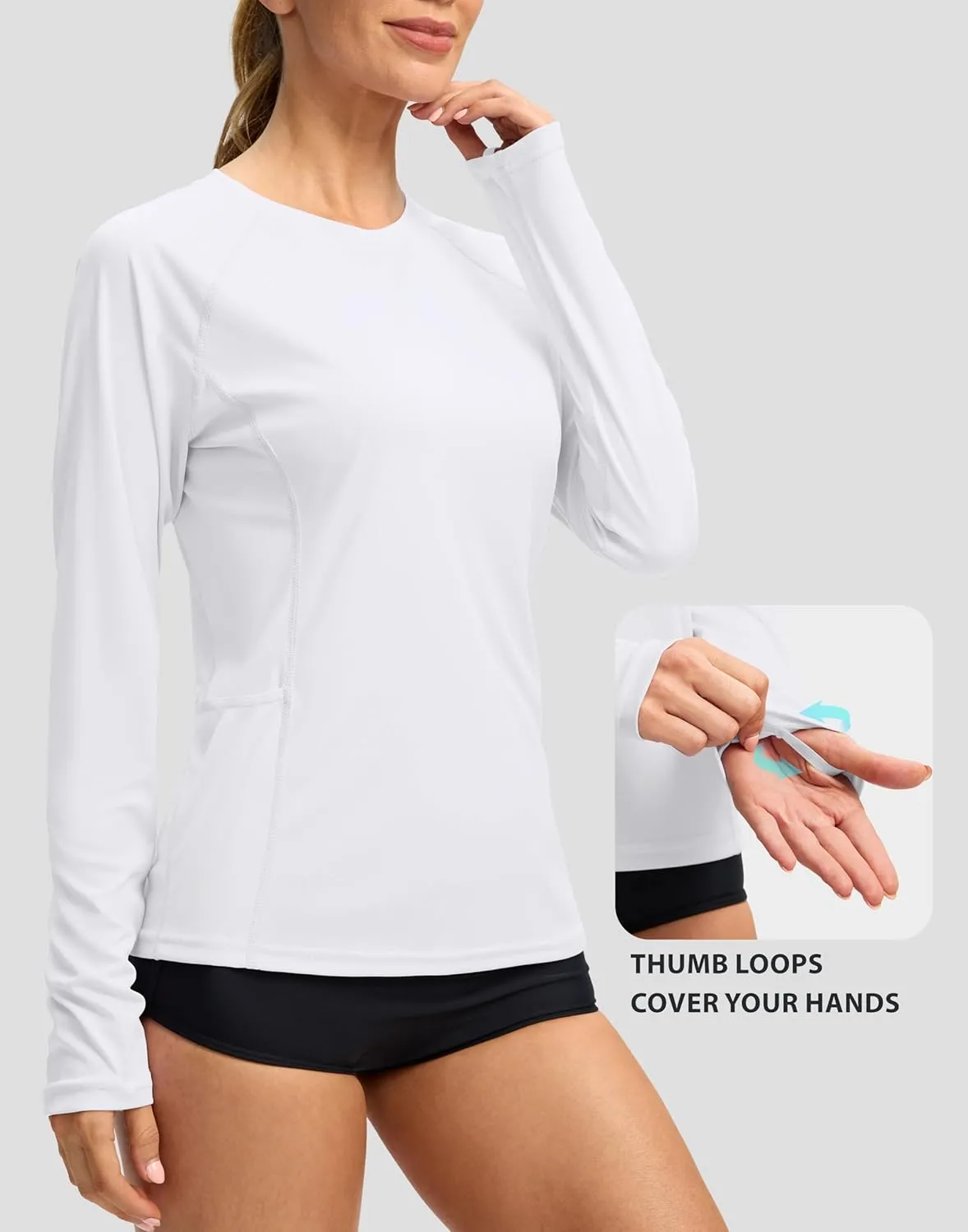 Viodia Rash Guard for Women UPF 50  SPF UV Long Sleeve Shirts Sun Protection Dri Fit Hiking Swim Shirt with Pockets