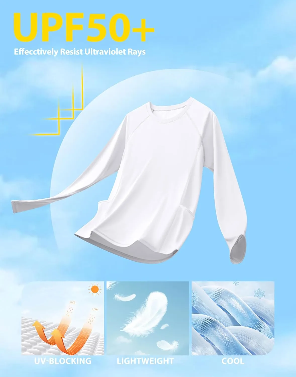 Viodia Rash Guard for Women UPF 50  SPF UV Long Sleeve Shirts Sun Protection Dri Fit Hiking Swim Shirt with Pockets