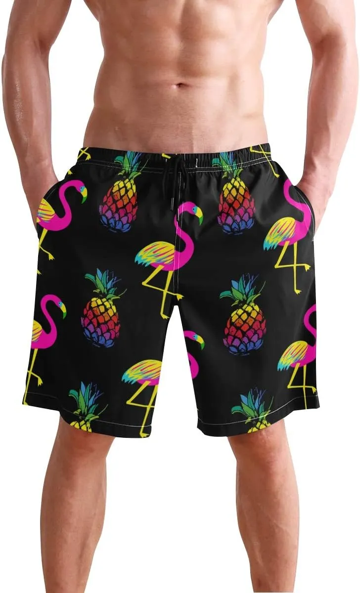 visesunny Hawaiian Men's Summer Beach Shorts Swim Trunks Sports Running Bathing Suits with Mesh Lining