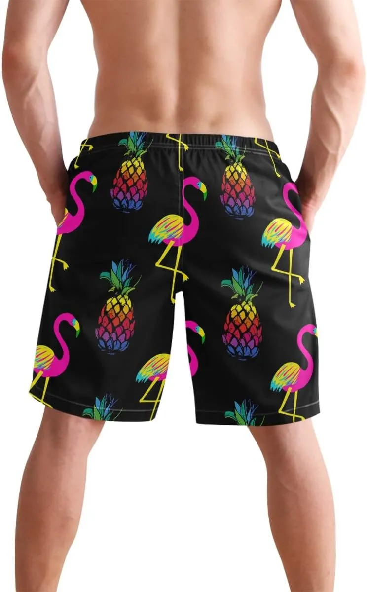 visesunny Hawaiian Men's Summer Beach Shorts Swim Trunks Sports Running Bathing Suits with Mesh Lining