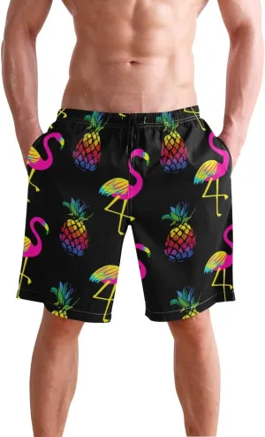 visesunny Hawaiian Men's Summer Beach Shorts Swim Trunks Sports Running Bathing Suits with Mesh Lining