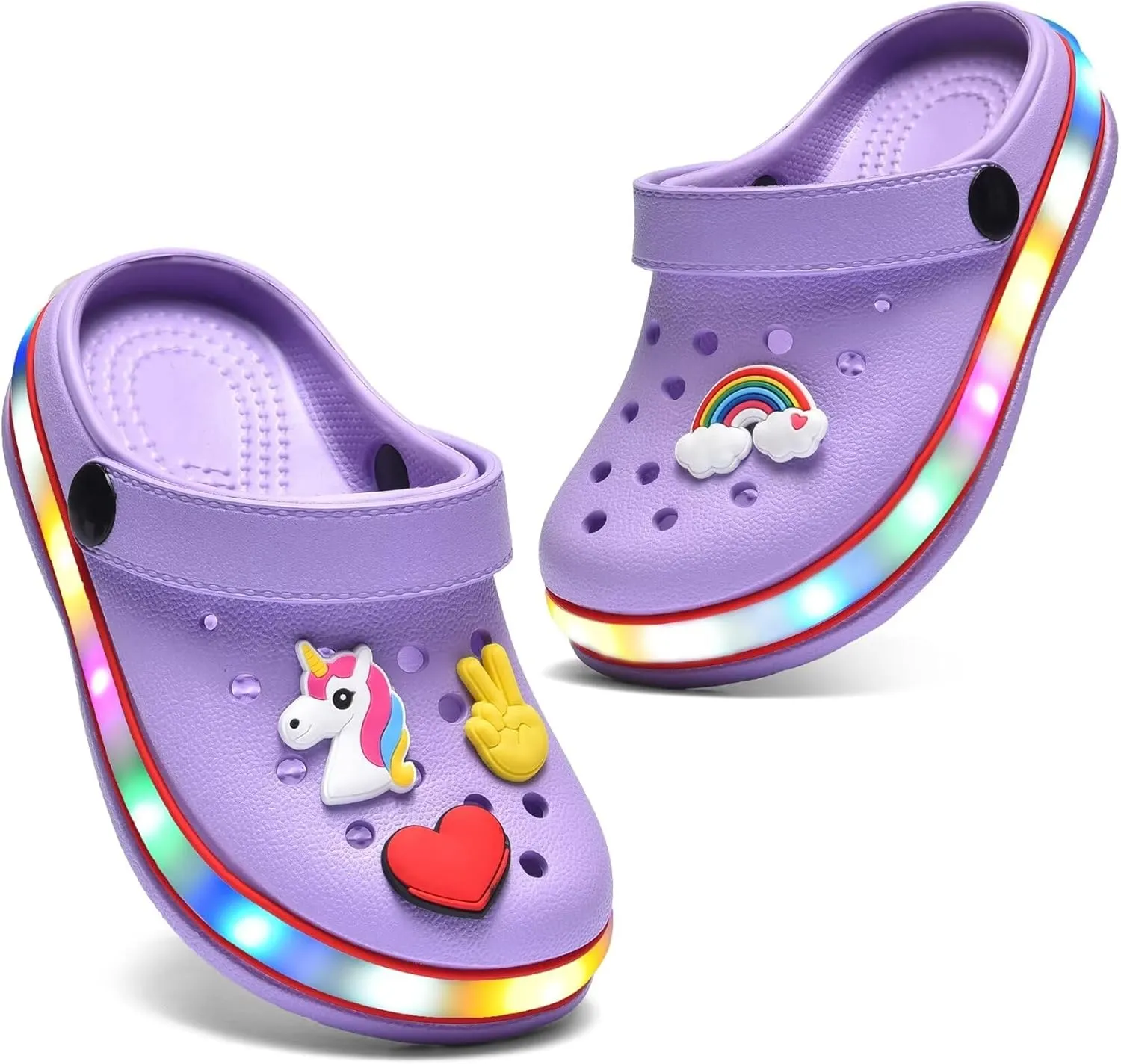 VIYEAR Toddler Light Up Sandals - Boy's & Girl's Garden & Beach Clogs - Indoor & Outdoor Slipper