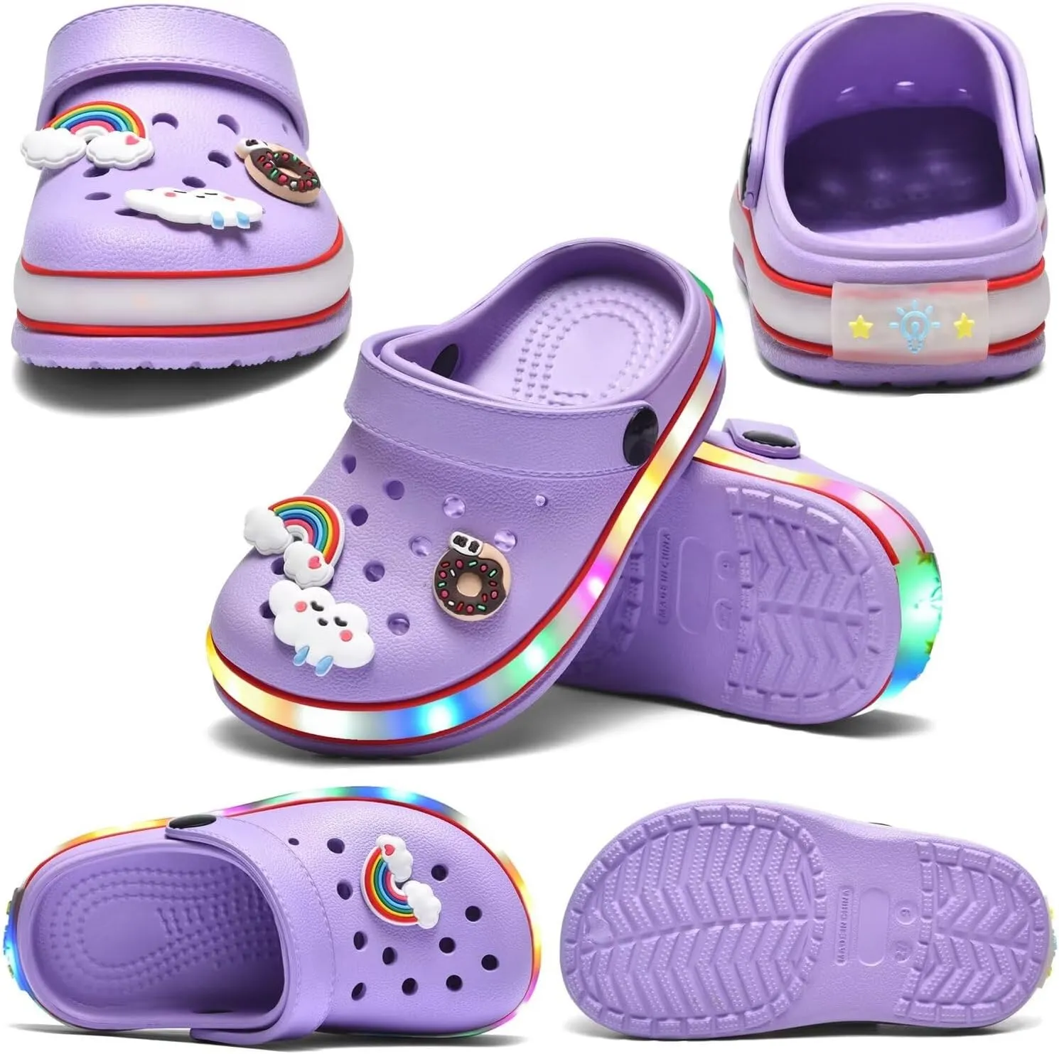 VIYEAR Toddler Light Up Sandals - Boy's & Girl's Garden & Beach Clogs - Indoor & Outdoor Slipper