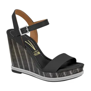 Vizzano 6283-5800 Wedge Sandal in Black Napa