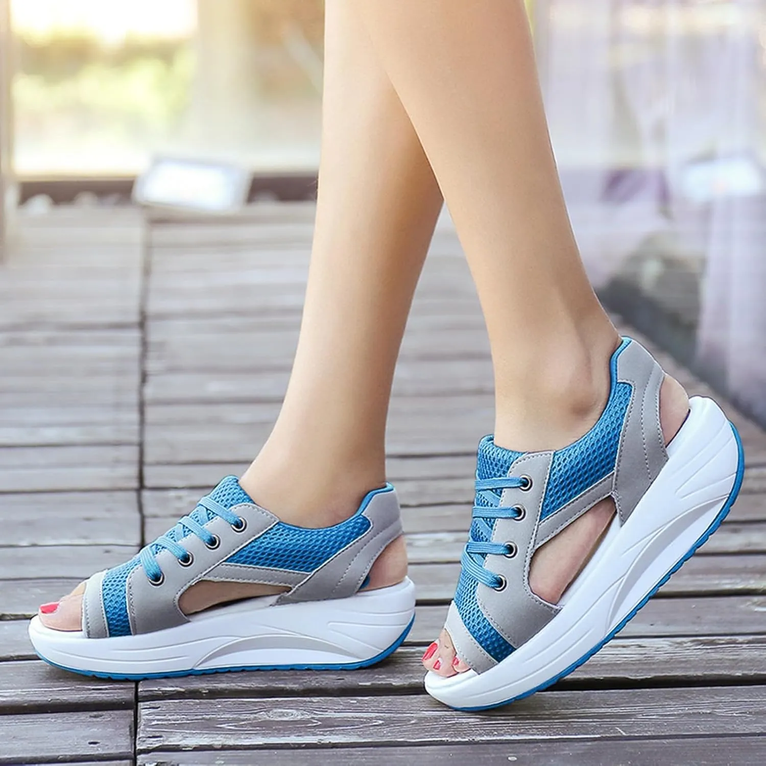 Wedge Orthopedic Sandals for Women Comfortable Open Toe Walking Sandals Ankle Strap Wide Width Platform Wedge