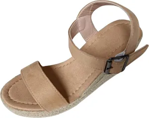 Wedge Sandals for Women Double Buckle Strap Peep Toe Platform Heels with Cushioned Footbed for Wedding Guest Outfits Orthopedic Sandal Beach Dressy Flip Flops for Wide Toe 2025 Spring