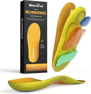 Welnove Performance Running Sport Insoles – Shock Absorption Athletic Inserts Lightweight & Thin Design with Energy Return Technology – Enhance Performance, Endurance & Foot Alignment-XL