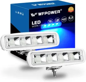WFPOWER Blue Boat Spreader Lights, 2 Pack 72W Pontoon Lights Spreader for Boats, Waterproof Marine LED Lights Dock Light for Night Fishing, 6.3 Inch T-Top Boat Deck Lights 12V 24V for Boat SUV Truck