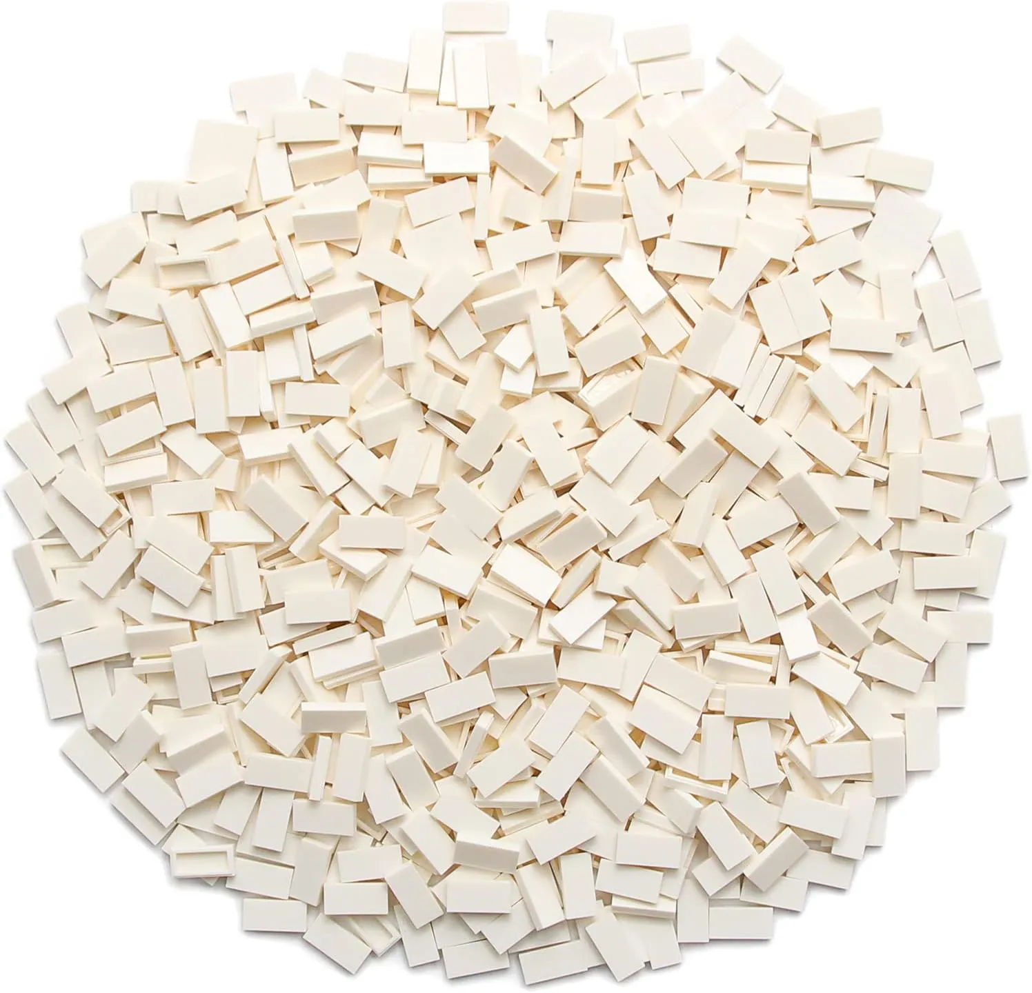 White 1×2 Tile ×700 Parts and Pieces Flat MOC Bricks, Bulk Building Blocks for Smooth Surface Wall Floor, Toy Accessories Compatible with Major Brands
