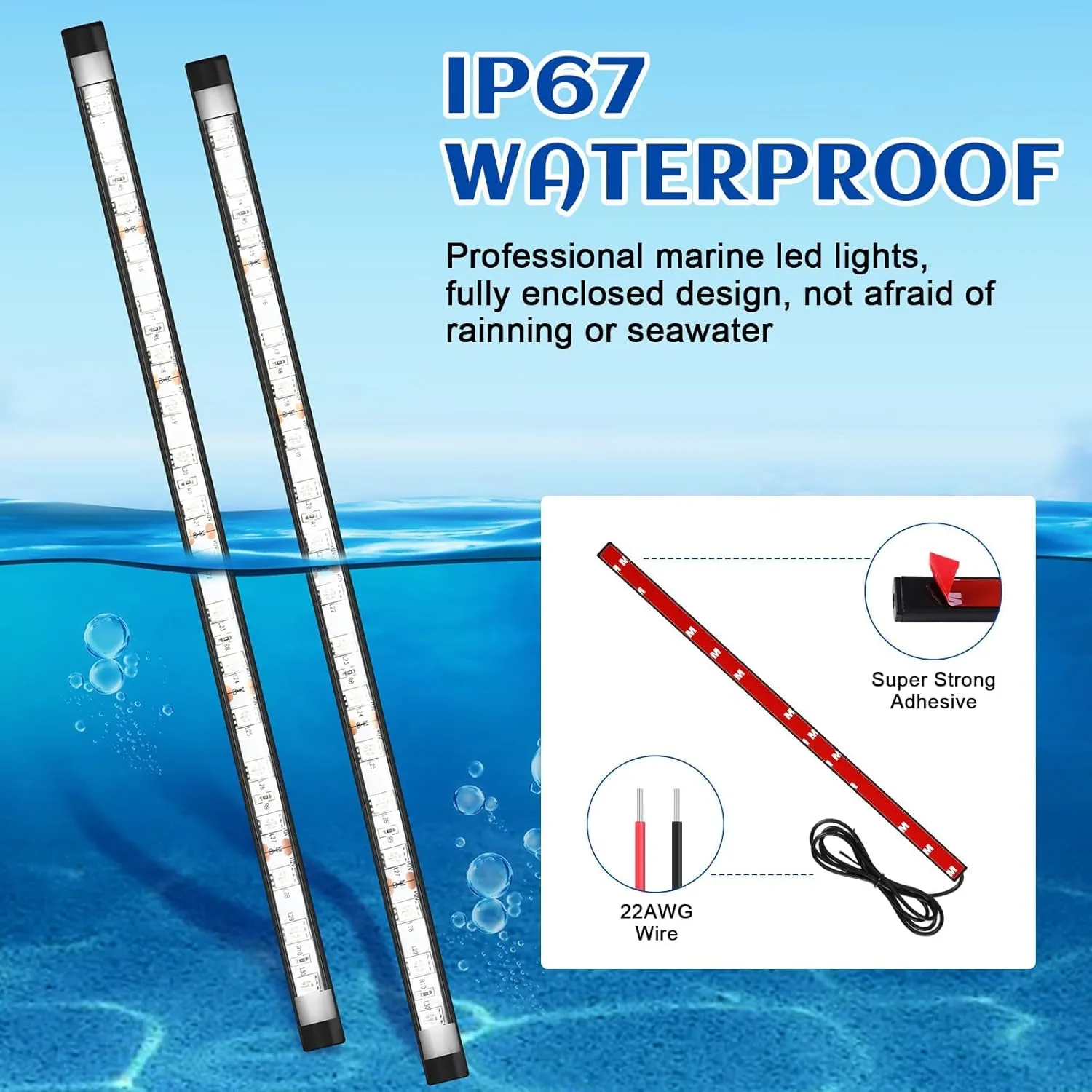 White LED Boat Stern Light with 2 Pcs 8.2ft Extra Cables All Round 12-24v, and 2 Pcs Navigation Lights LED Anchor for Boats Red and Green Running Marine(12 Inch)