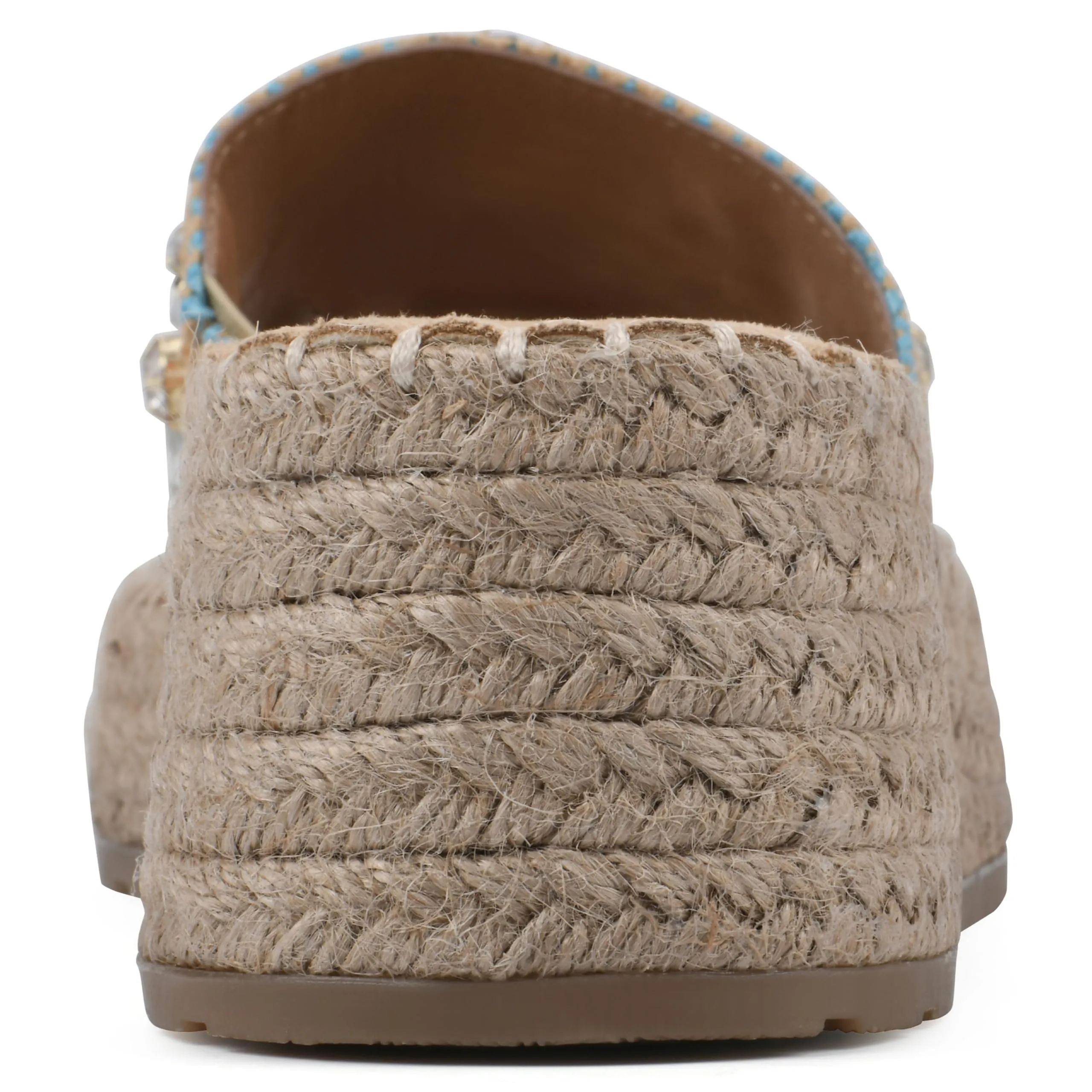 WHITE MOUNTAIN Women's Stitch Low Platform Espadrille Sandal, Natural/Multi, 8.5 M
