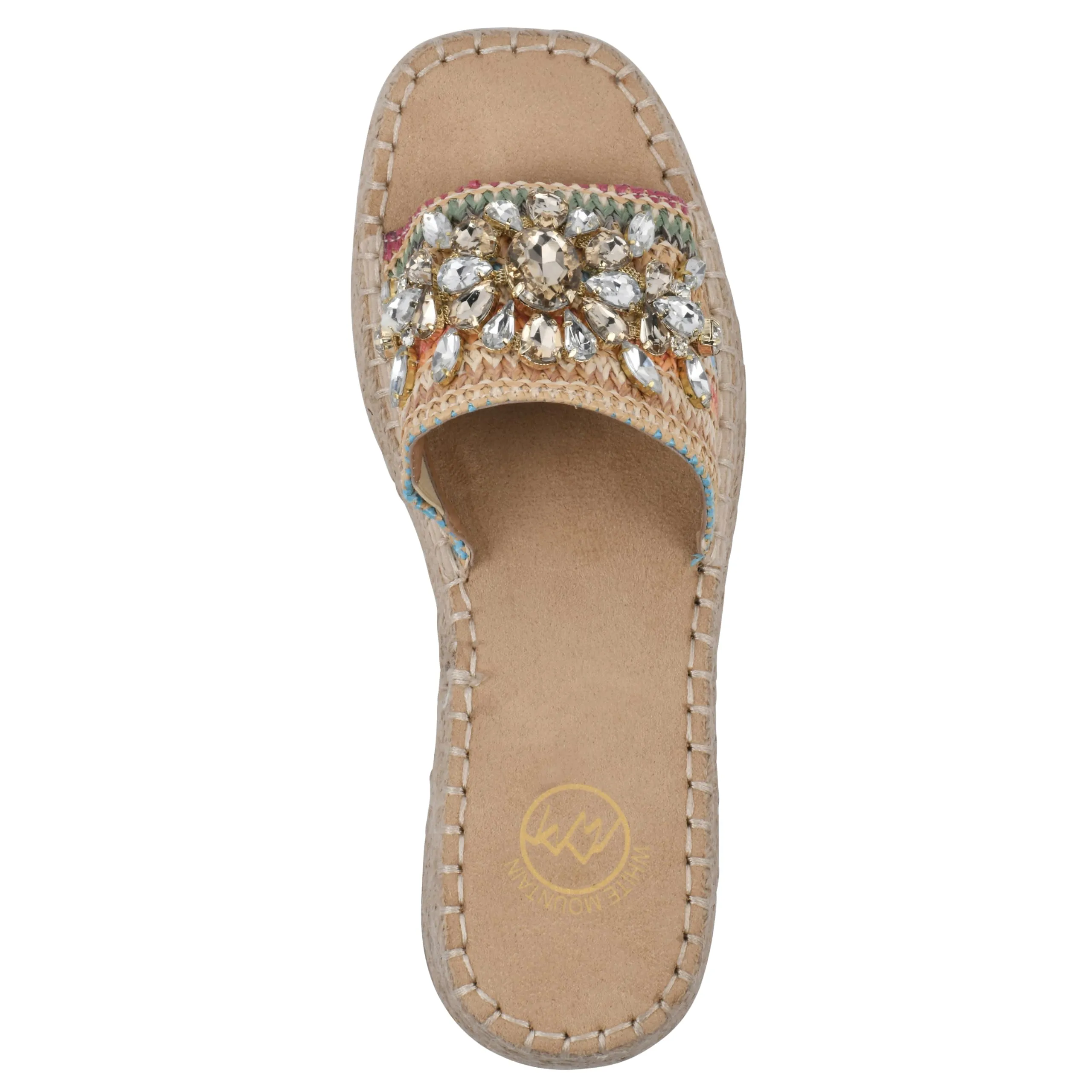 WHITE MOUNTAIN Women's Stitch Low Platform Espadrille Sandal, Natural/Multi, 8.5 M