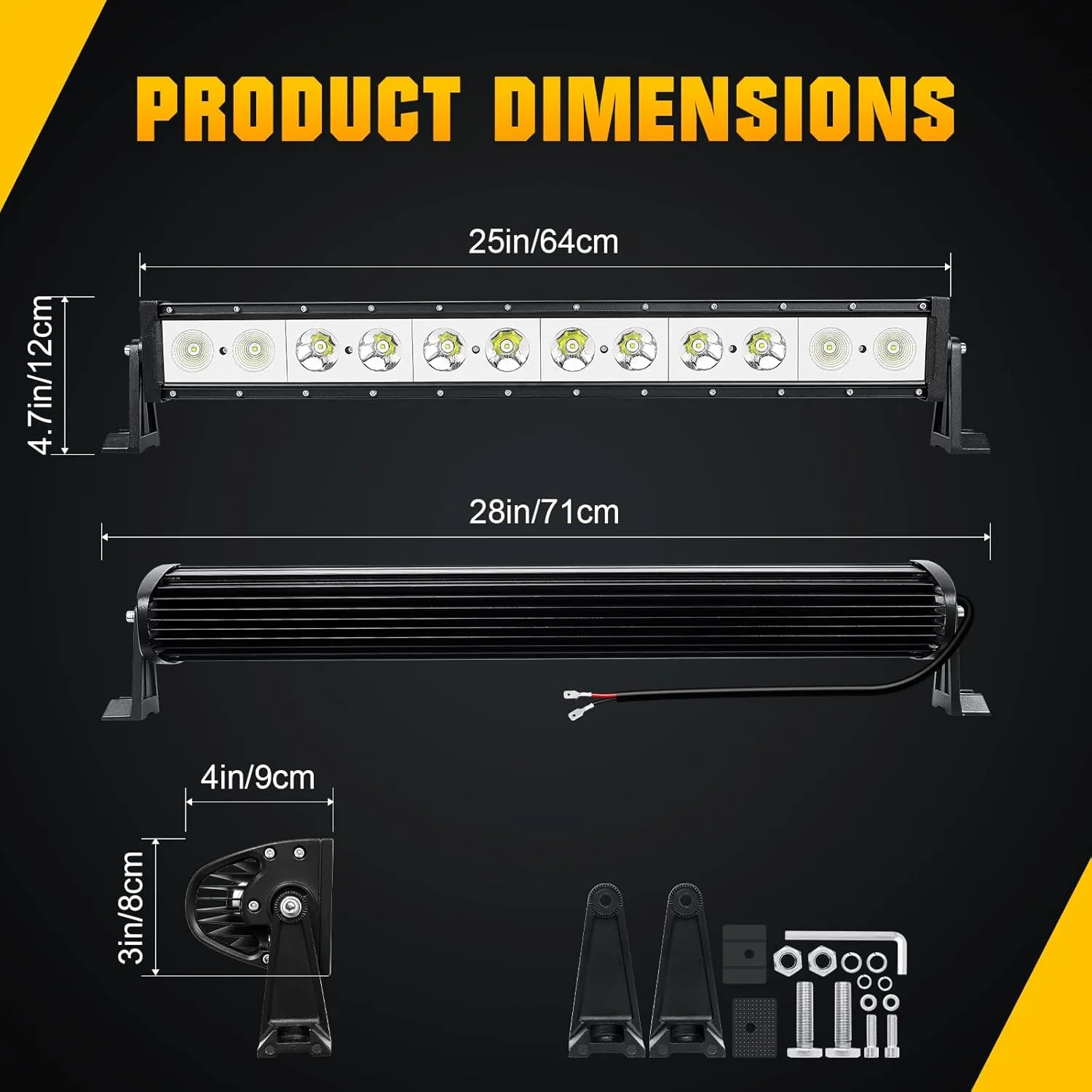 Willpower 24 inch Led Light Bar,60W Single Row Spot Flood Combo Beam Lightbar, Waterproof Off Road Roof Bumper Driving Fog Work Lights with Mount Brackets for Vehicle 4x4 Truck Car Cabin Boat ATV UTV