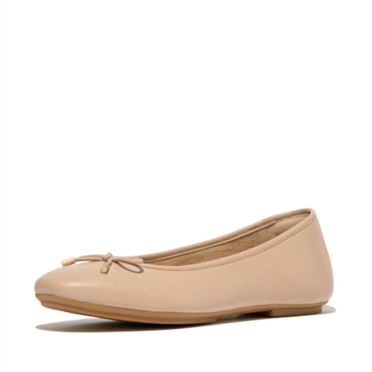 Women Delicato Bow Soft Leather Ballet Flat In Classic Beige