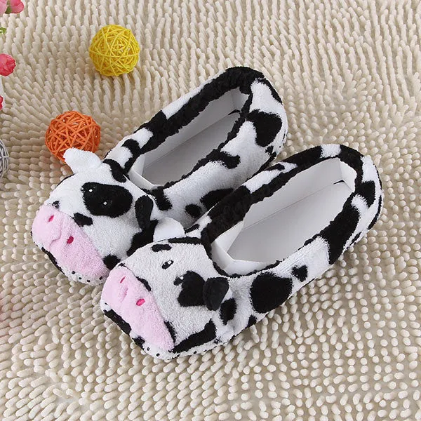 Women Shape Slippers New Cows 6 White Slippers/Shoes Animal 2017 Color Proactive Sole Floor Indoor Soft Warm Quick dispatch Flats Flannel Gray Home Pink