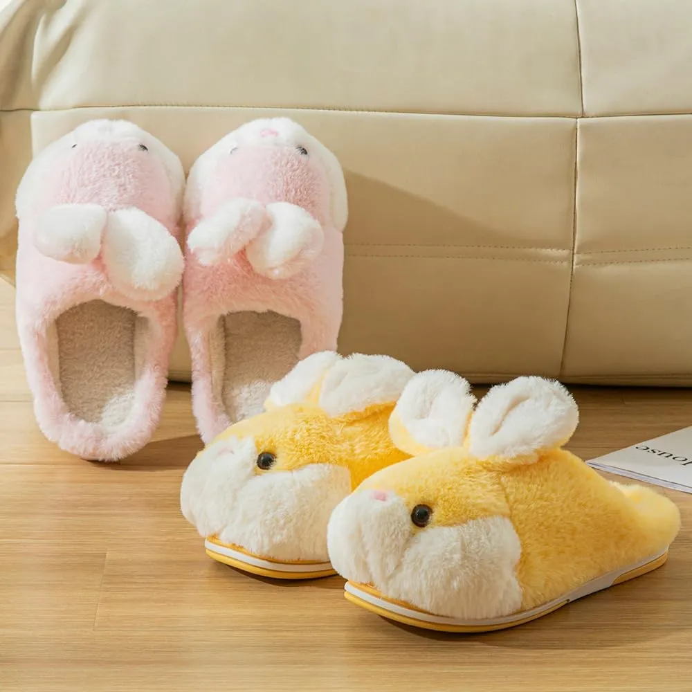 Women's Cute Rabbit Animal Slippers - Novelty Cozy Fuzzy Soft Plush Winter Warm House Shoes Cotton Slippers