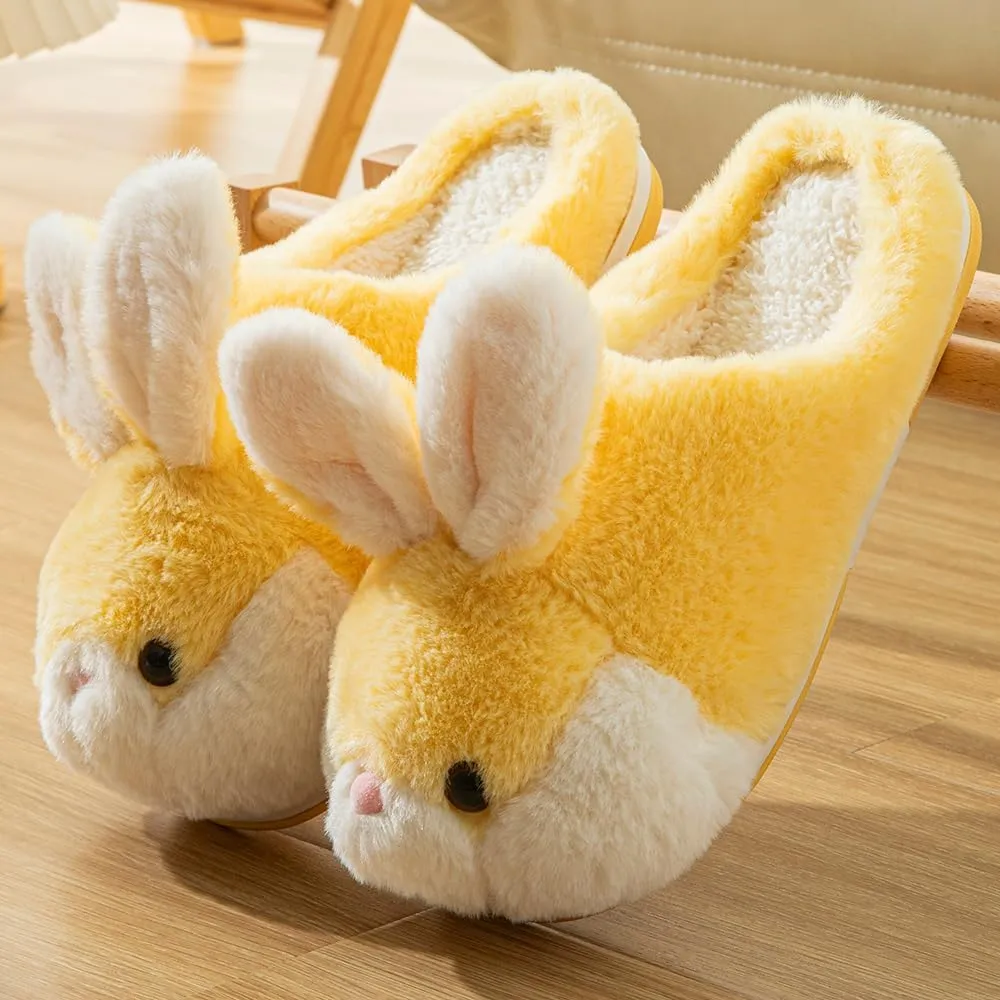 Women's Cute Rabbit Animal Slippers - Novelty Cozy Fuzzy Soft Plush Winter Warm House Shoes Cotton Slippers