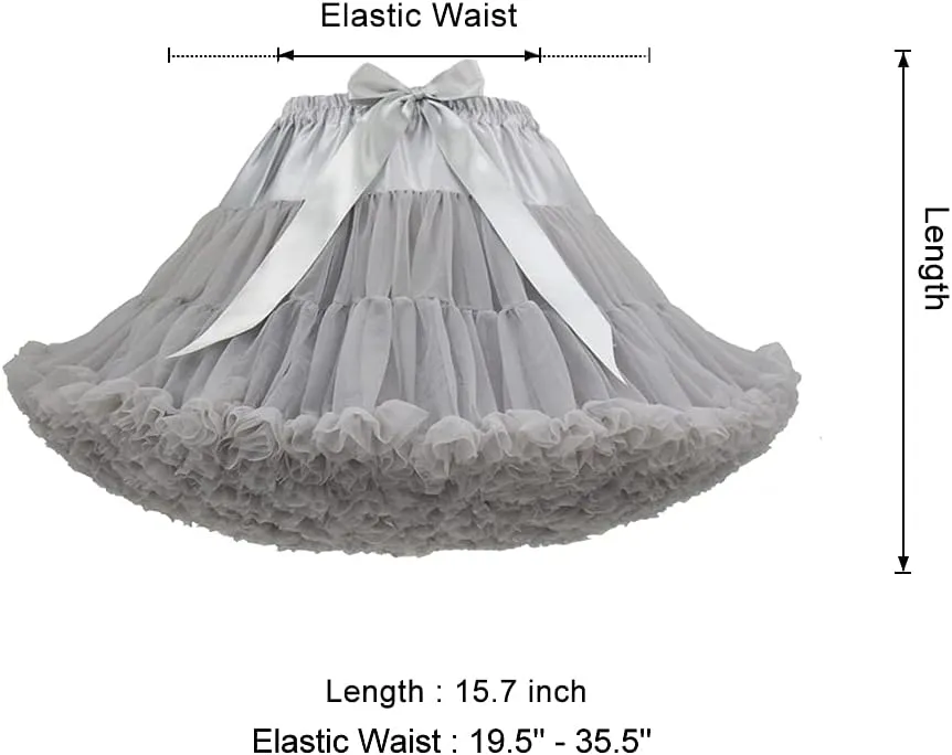 Women's Elastic Waist Chiffon Petticoat Puffy Tutu Tulle Skirt Princess Ballet Dance Pettiskirts Underskirt