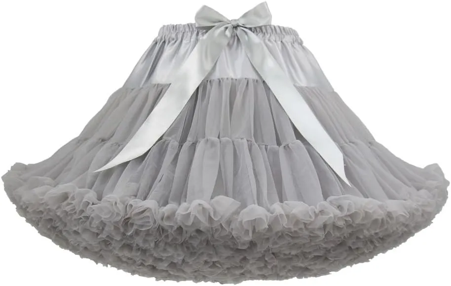 Women's Elastic Waist Chiffon Petticoat Puffy Tutu Tulle Skirt Princess Ballet Dance Pettiskirts Underskirt