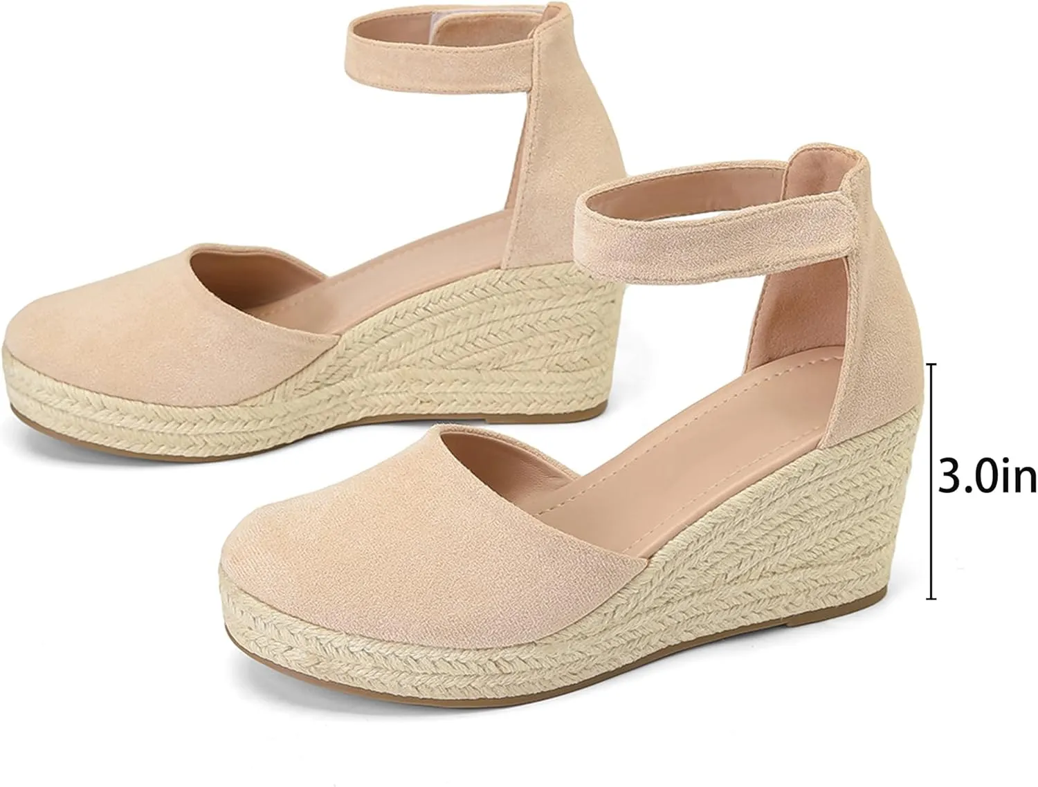 Womens Espadrilles Sandals, Closed Toe Platform for Women Ankle Strap Casual Comfortable Wedge Sandals