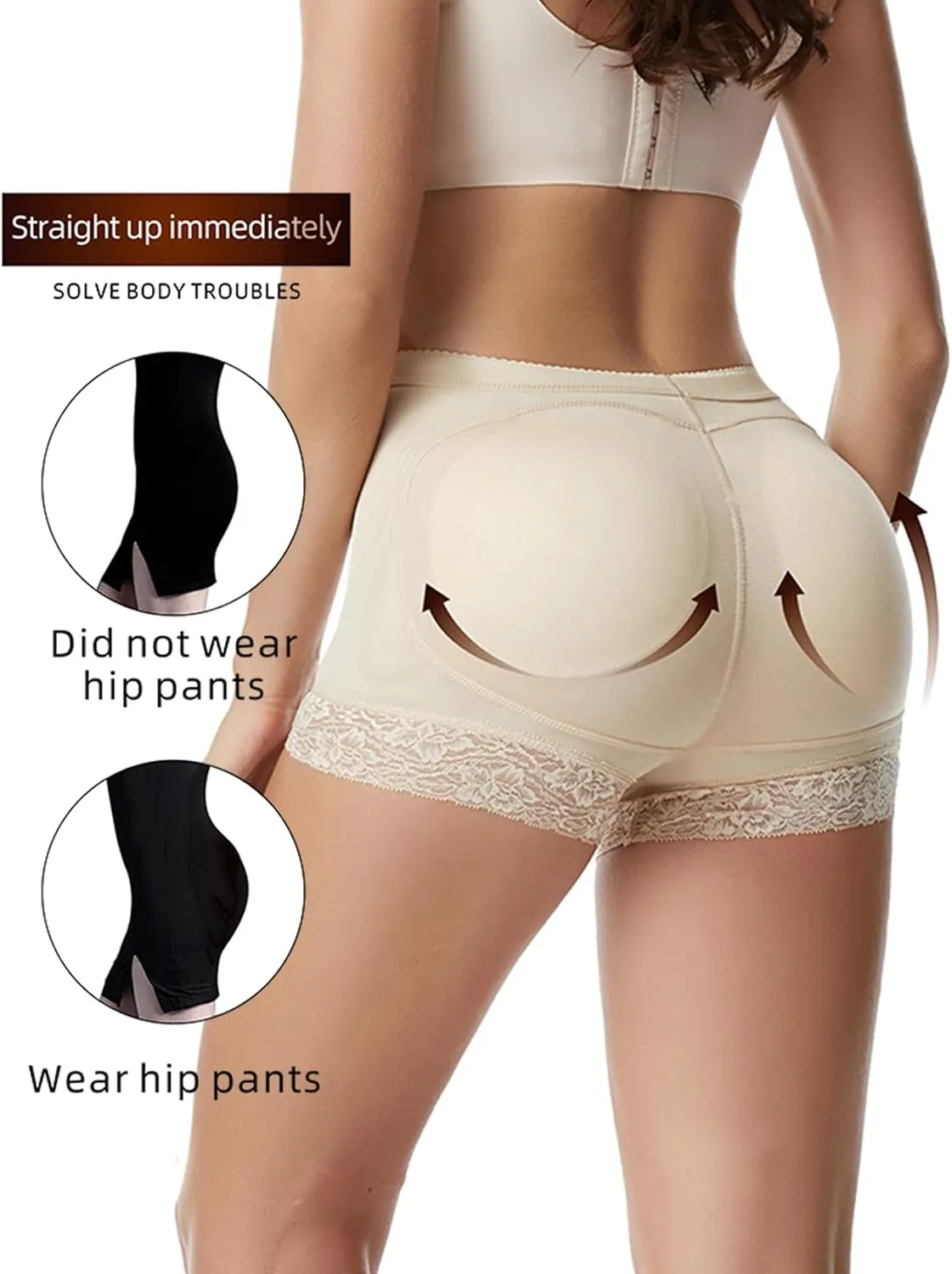 Womens Fake Buttock Briefs Butt Lifter Padded Control Panties Hip Enhancer Underwear Shapewear Boyshort