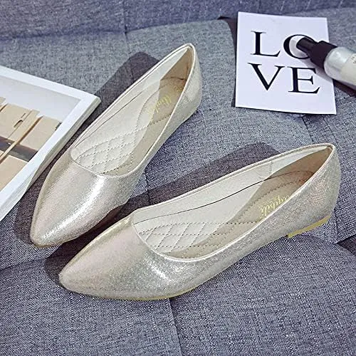 Women's Fashion Pointed Toe Ballets Flat Shoes Casual Simple Slip on Walking Driving Shoes