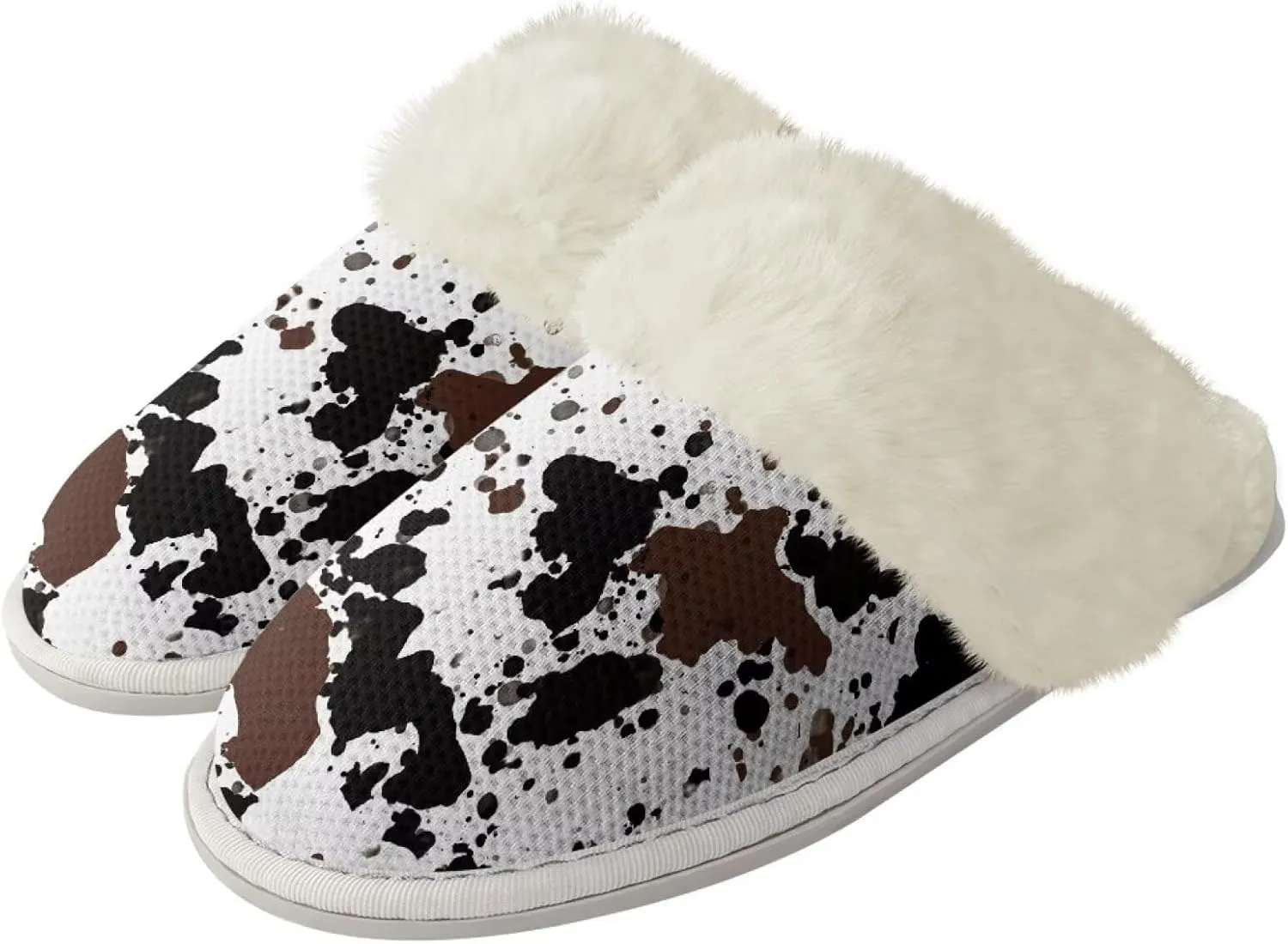 Women's Fuzzy Slippers Casual Slip On Soft Plush House Shoes with Non Skid Sole Comfortable Cotton Slipper Indoor Use for Spa Bath