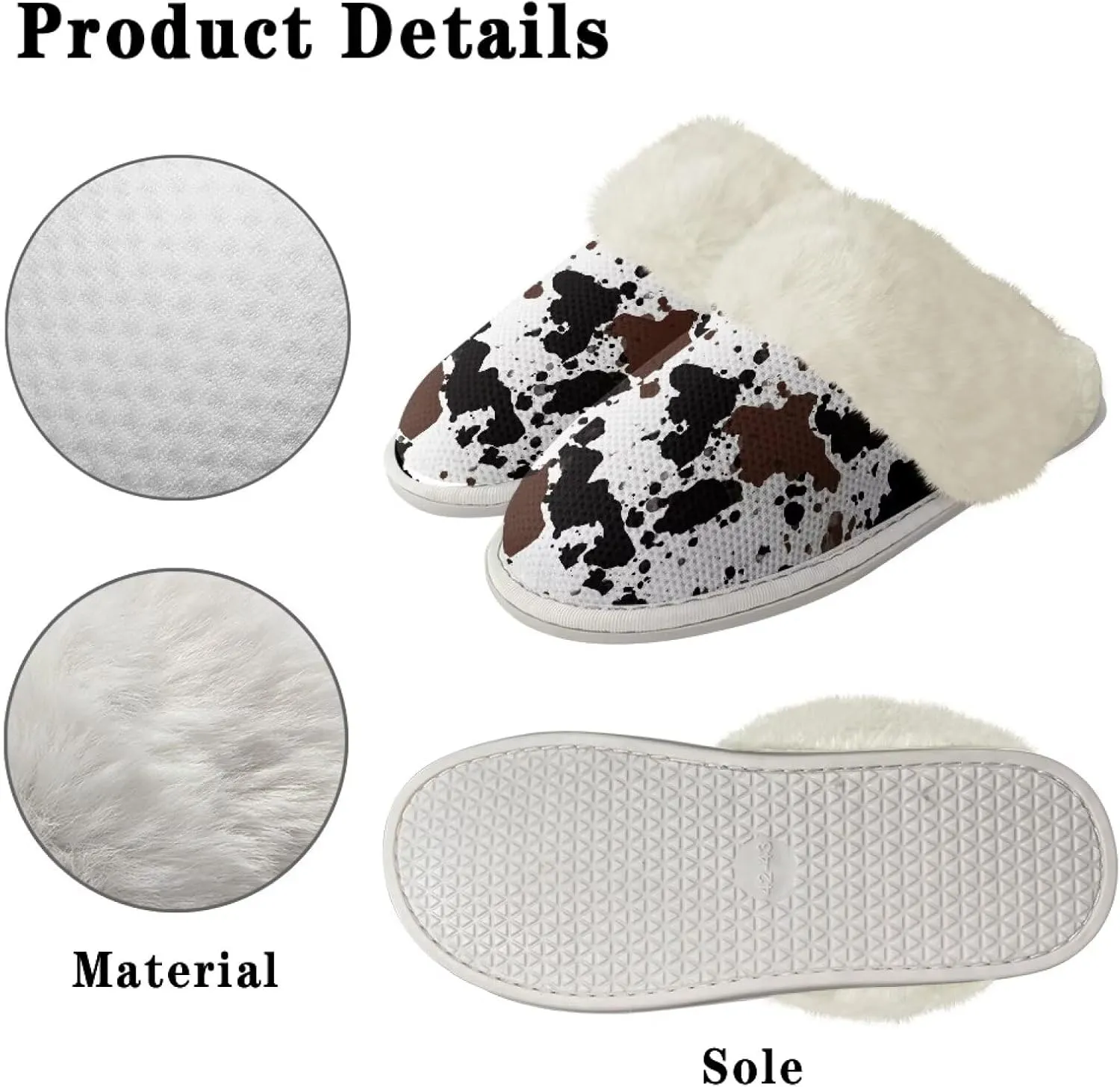 Women's Fuzzy Slippers Casual Slip On Soft Plush House Shoes with Non Skid Sole Comfortable Cotton Slipper Indoor Use for Spa Bath