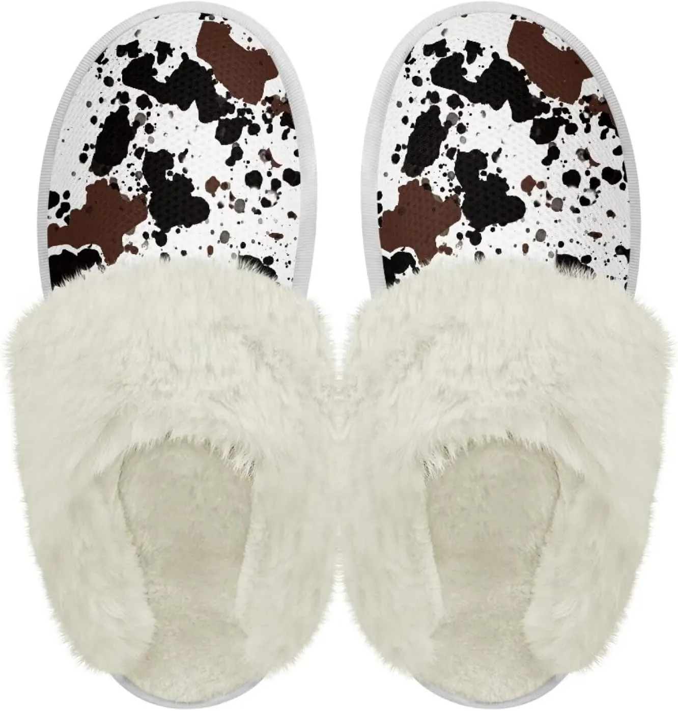 Women's Fuzzy Slippers Casual Slip On Soft Plush House Shoes with Non Skid Sole Comfortable Cotton Slipper Indoor Use for Spa Bath