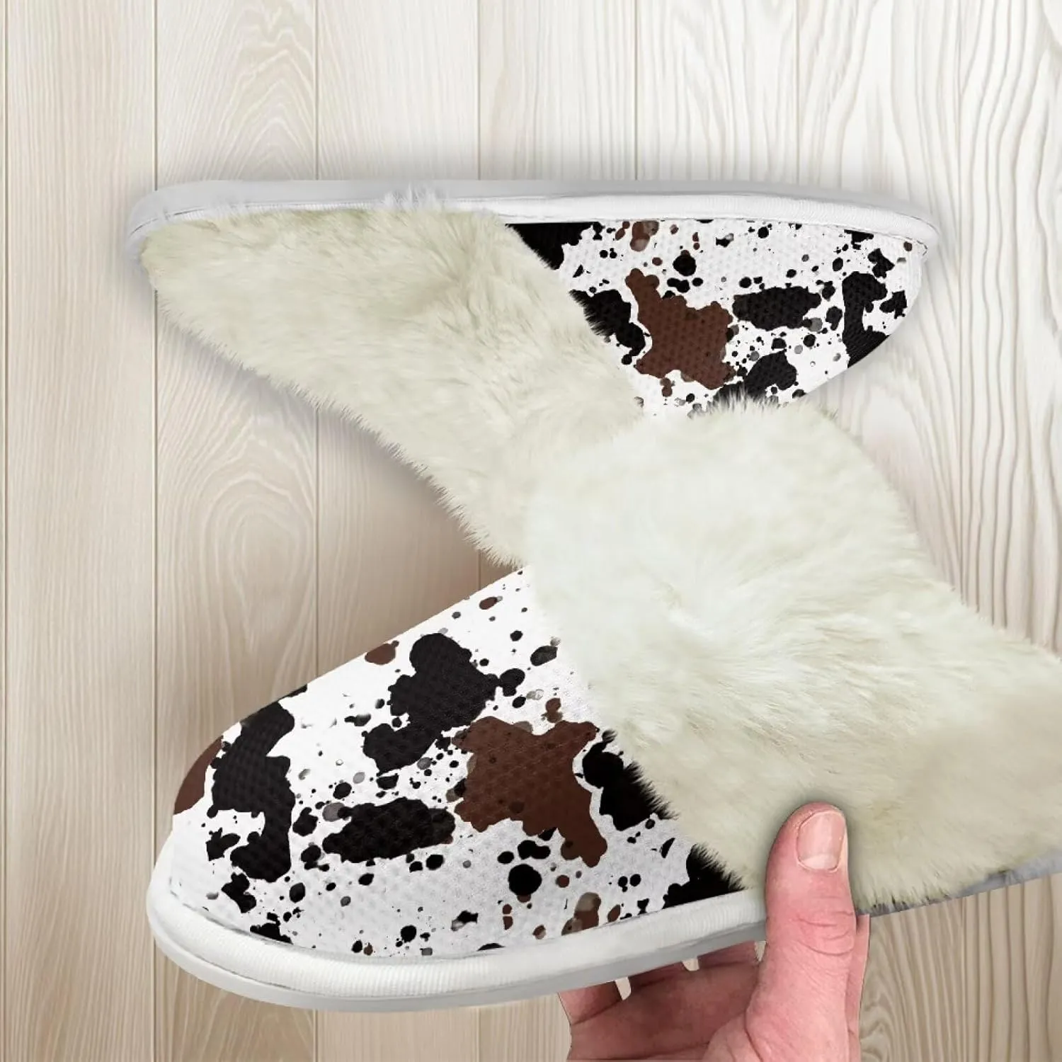 Women's Fuzzy Slippers Casual Slip On Soft Plush House Shoes with Non Skid Sole Comfortable Cotton Slipper Indoor Use for Spa Bath