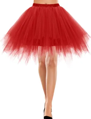 Women's Mini Tulle Skirt 1950s Vintage Adult Ballet Tutu Skater Skirt for Cosplay Party