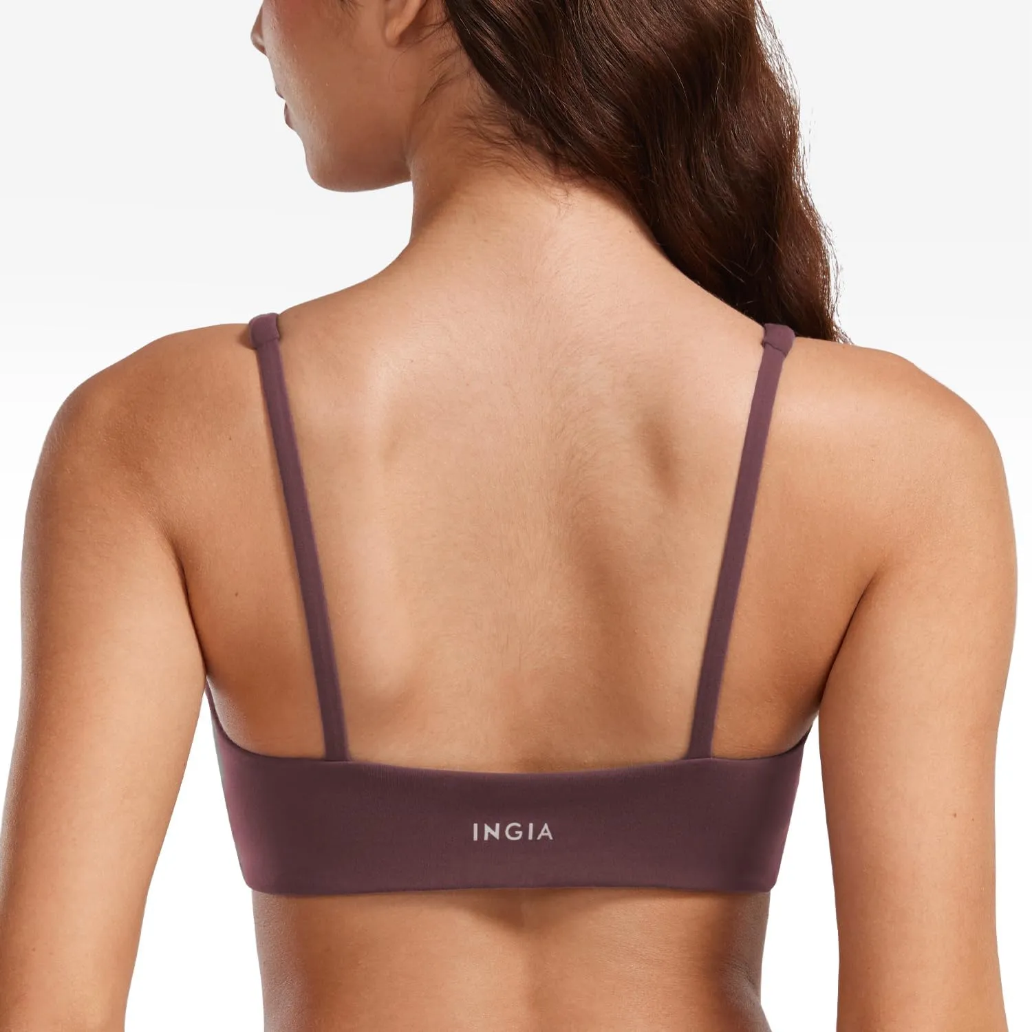 Women's Square Scoop Neck Sports Bra Thin Strap Padded Low Impact Yoga Bandeau Bra Wireless Workout Crop Top