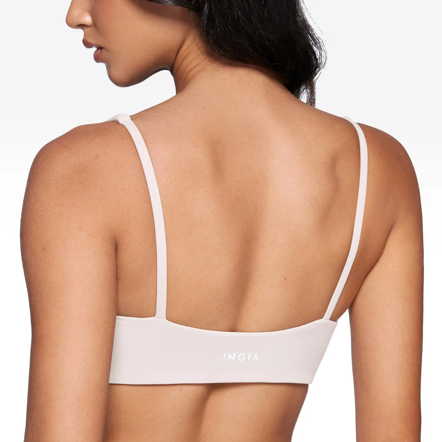 Women's Square Scoop Neck Sports Bra Thin Strap Padded Low Impact Yoga Bandeau Bra Wireless Workout Crop Top