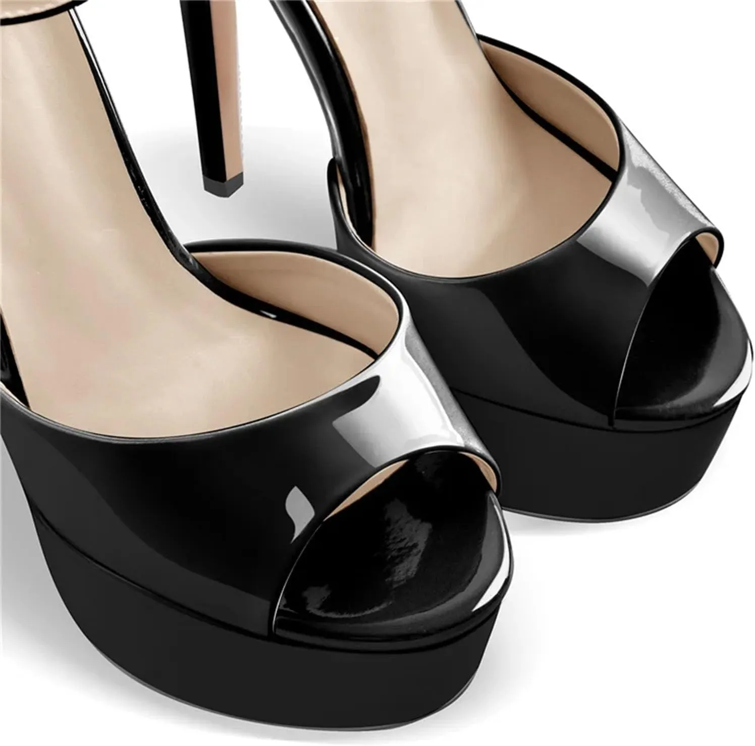 Women's Thin Heel Peep Toe Sandals - Ankle Strap Party Platforms